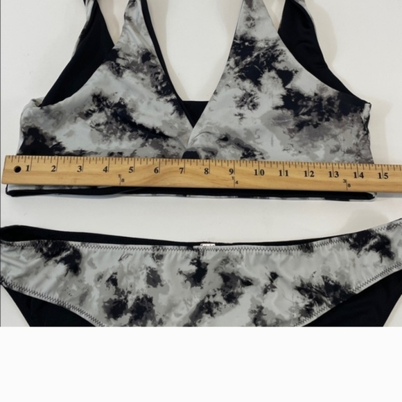 Victoria’s Secret Pink Reversible Marble Print Bikini Set Black Gray  Sz L - Picture 6 of 8